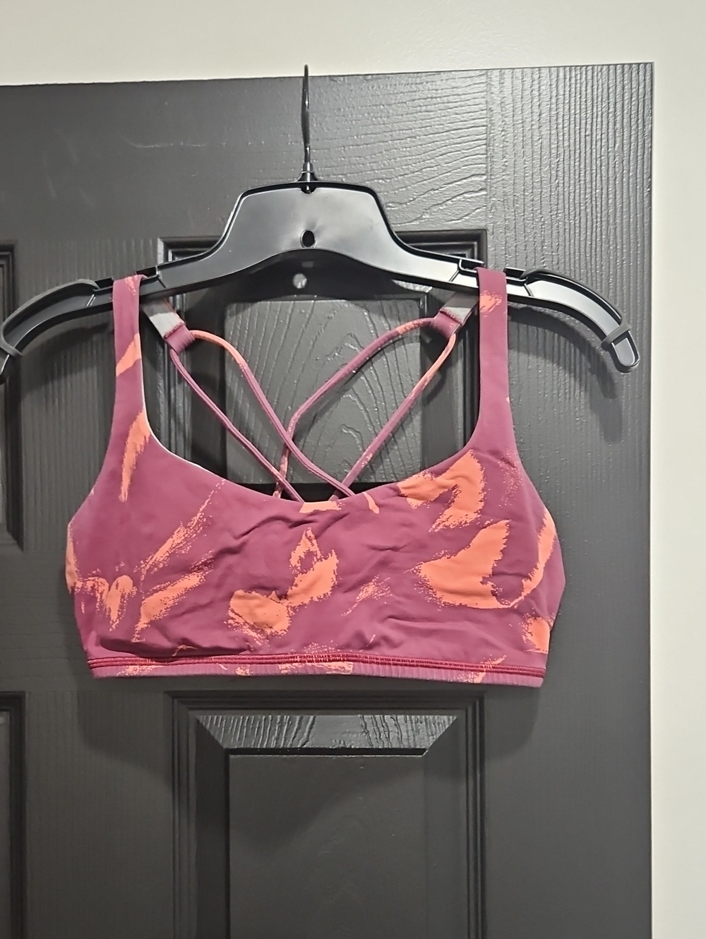 Lululemon Women’s Strappy Sports Bra - Plum with Coral Print